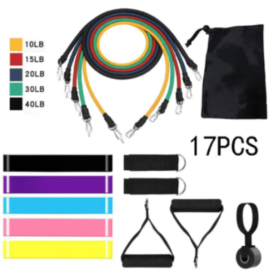 17-Piece Resistance Band Set Elastici